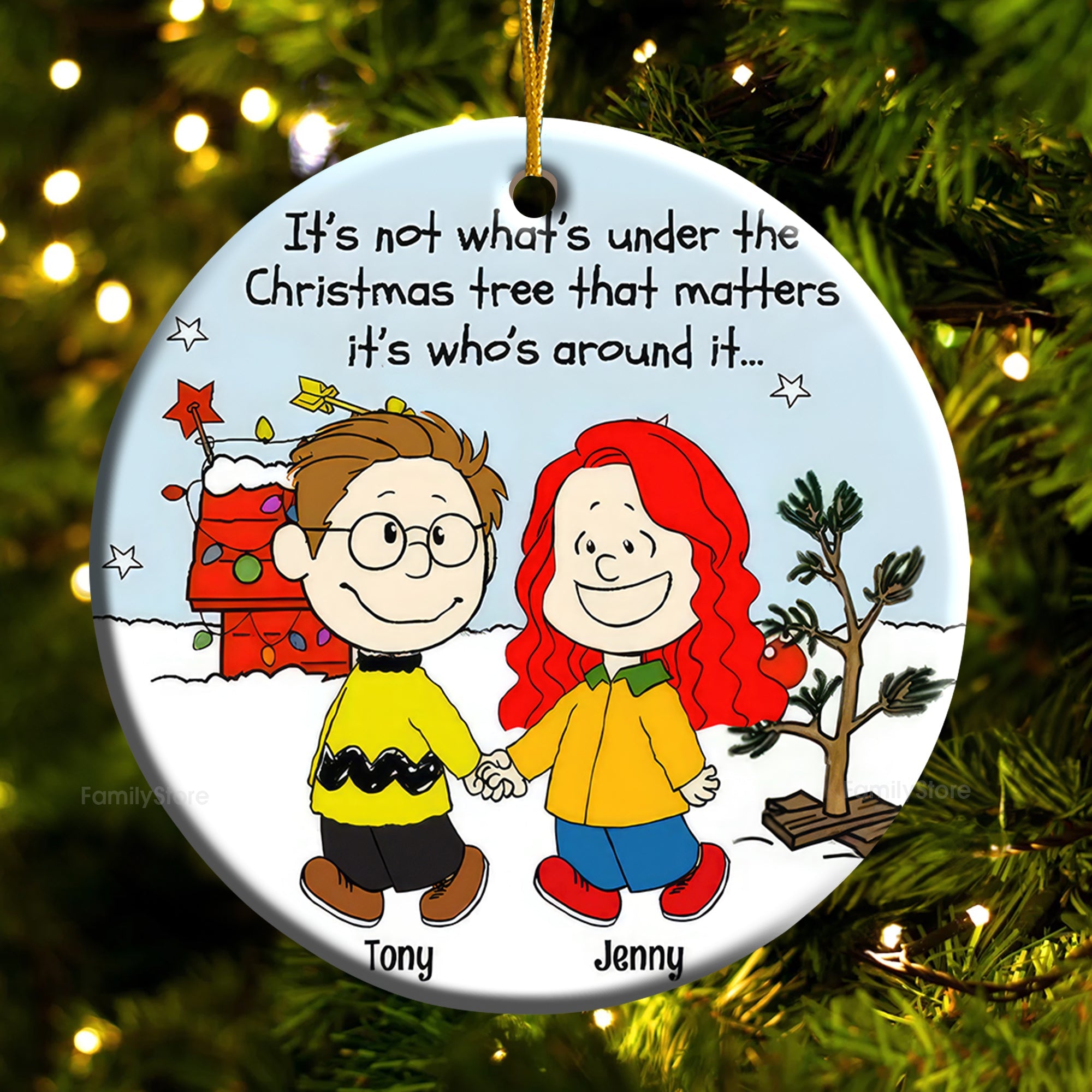 Personalized Ceramic Christmas Ornament Unique Couple Gift