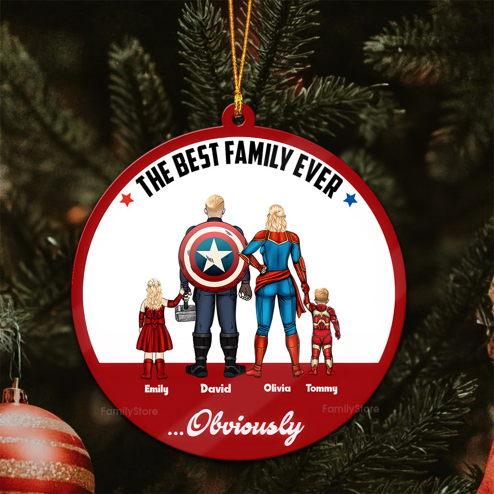 Personalized Superhero Family Wood Ornament Gift for Family
