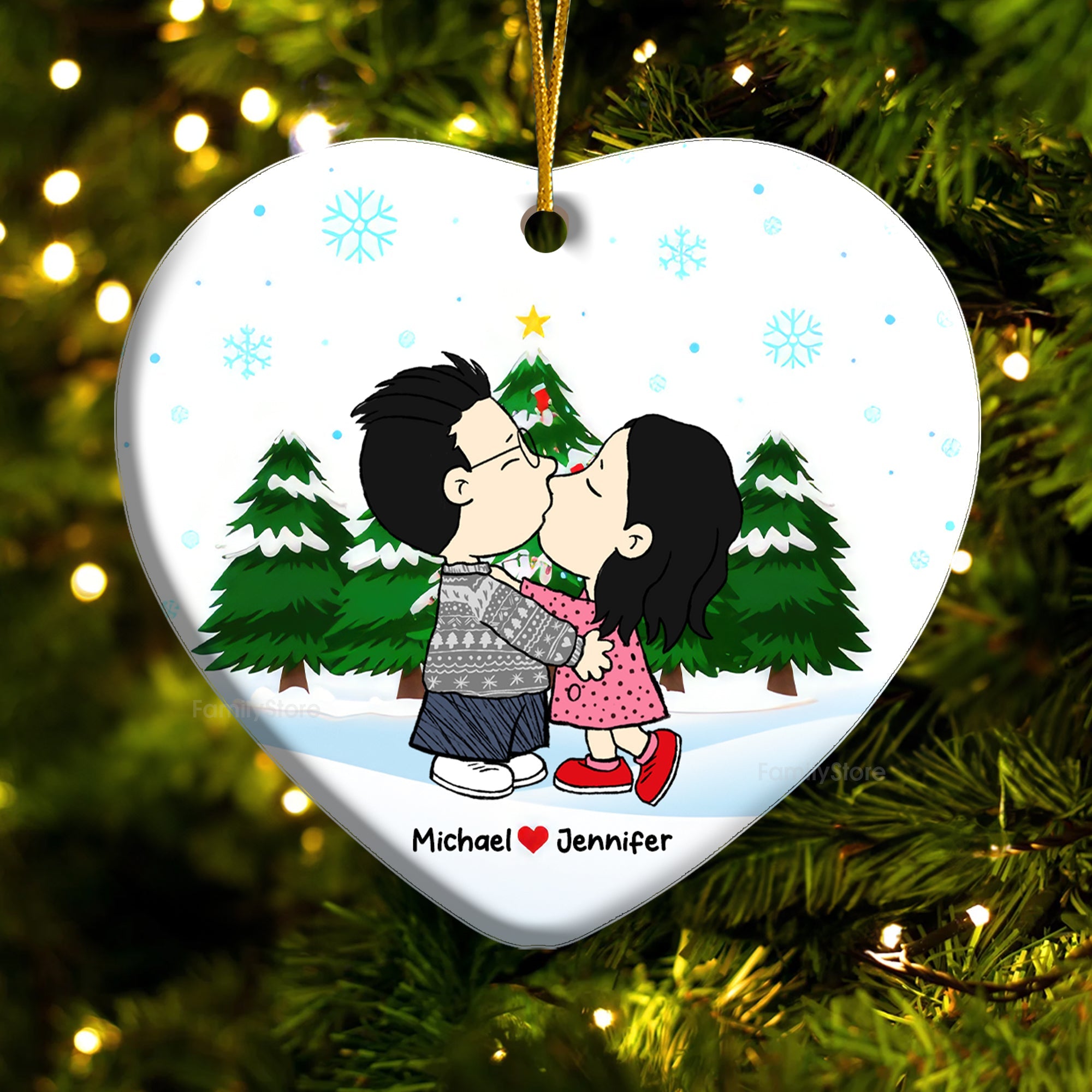 Personalized Ceramic Ornament for Couples - Christmas Gift