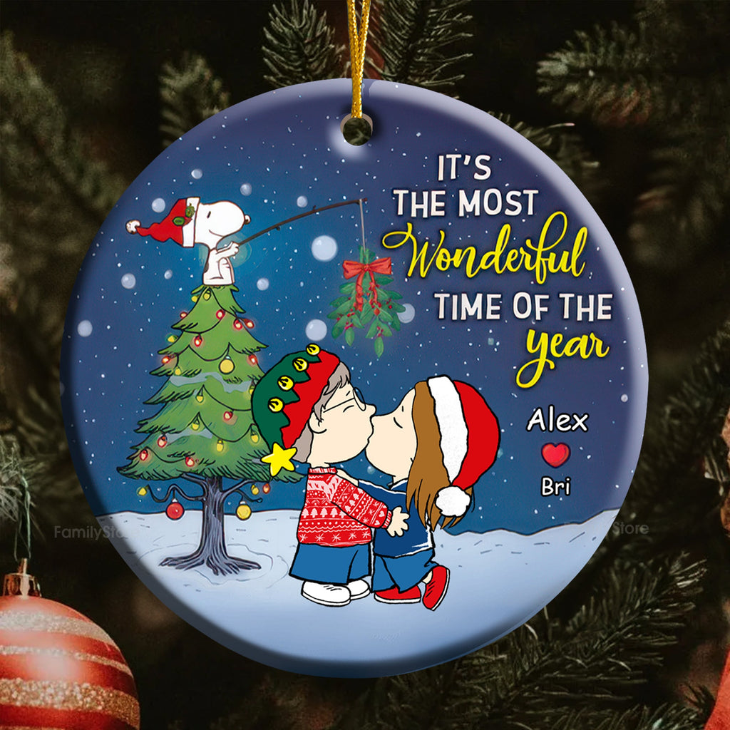 Personalized Peanuts Christmas Ornament Custom Name Gift for Couples