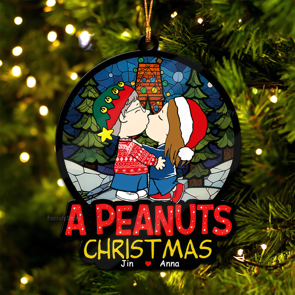 Personalized Wood Christmas Ornament for Couples - Custom Name Gift Idea