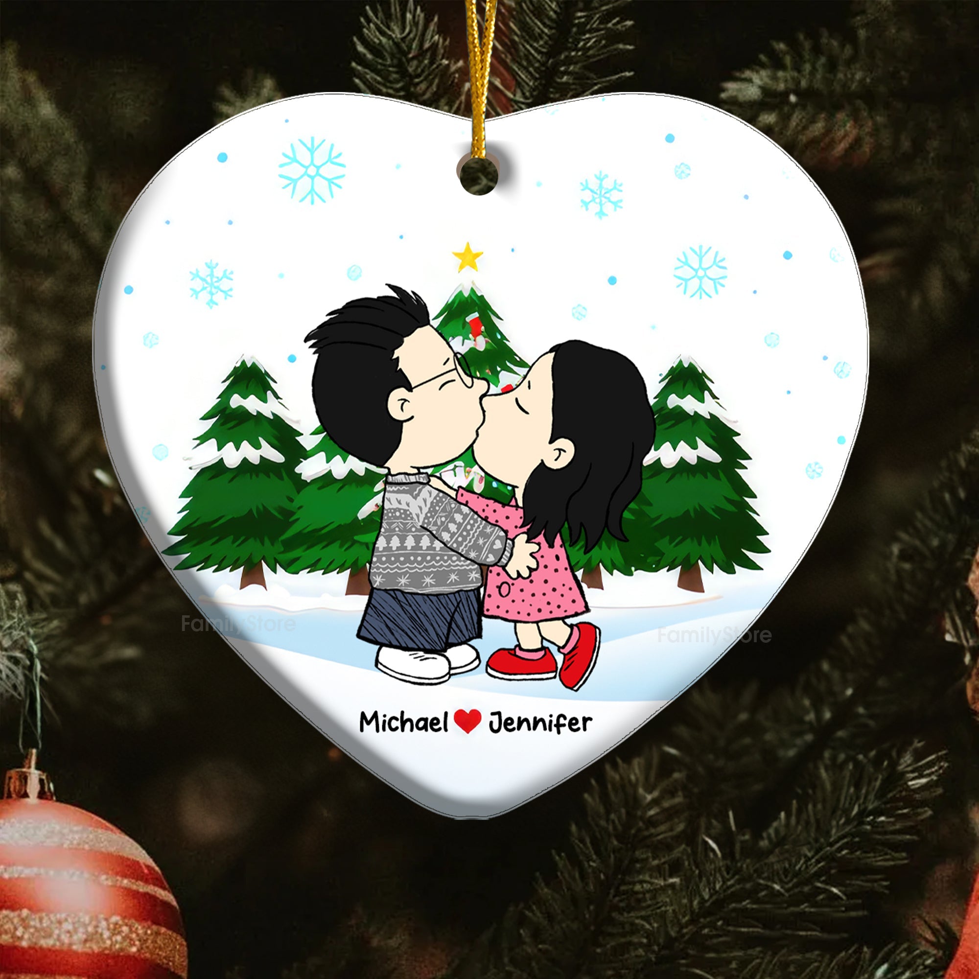 Personalized Ceramic Ornament for Couples - Christmas Gift