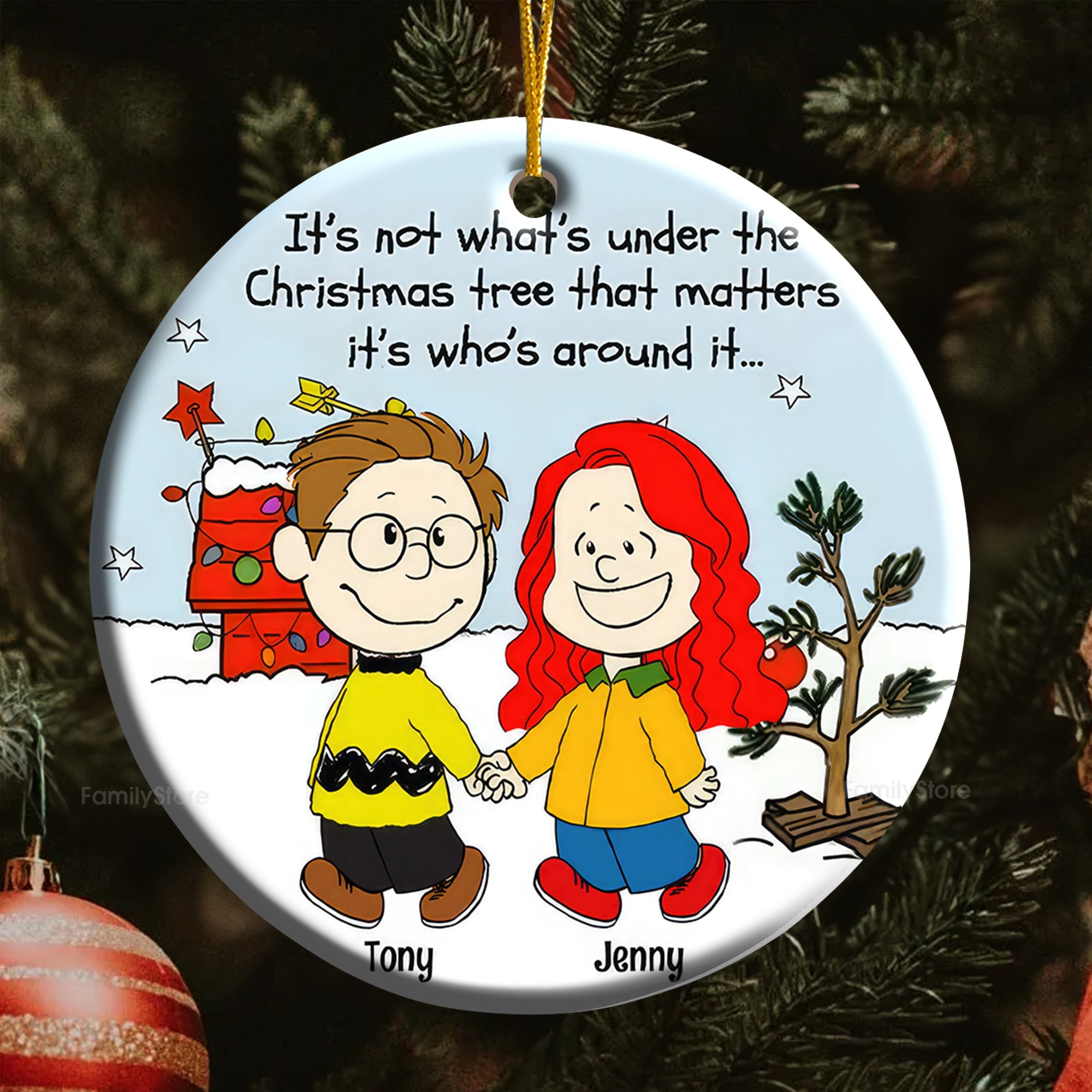 Personalized Ceramic Christmas Ornament Unique Couple Gift