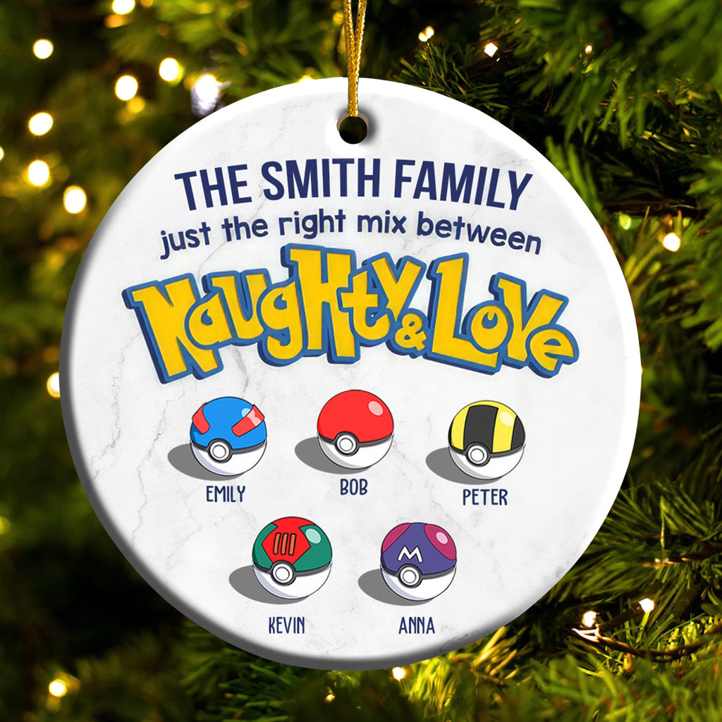 Personalized Ceramic Family Ornament Just the Right Mix of Naughty and Love Gift