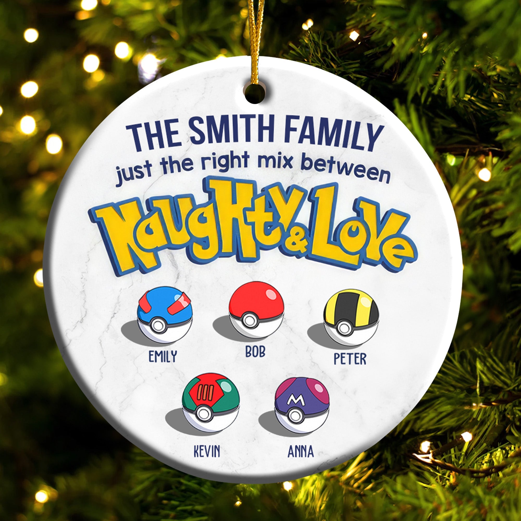 Personalized Ceramic Family Ornament Just the Right Mix of Naughty and Love Gift