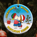 Personalized Ceramic Christmas Ornament Mistletoe Kisses Gift for Couple