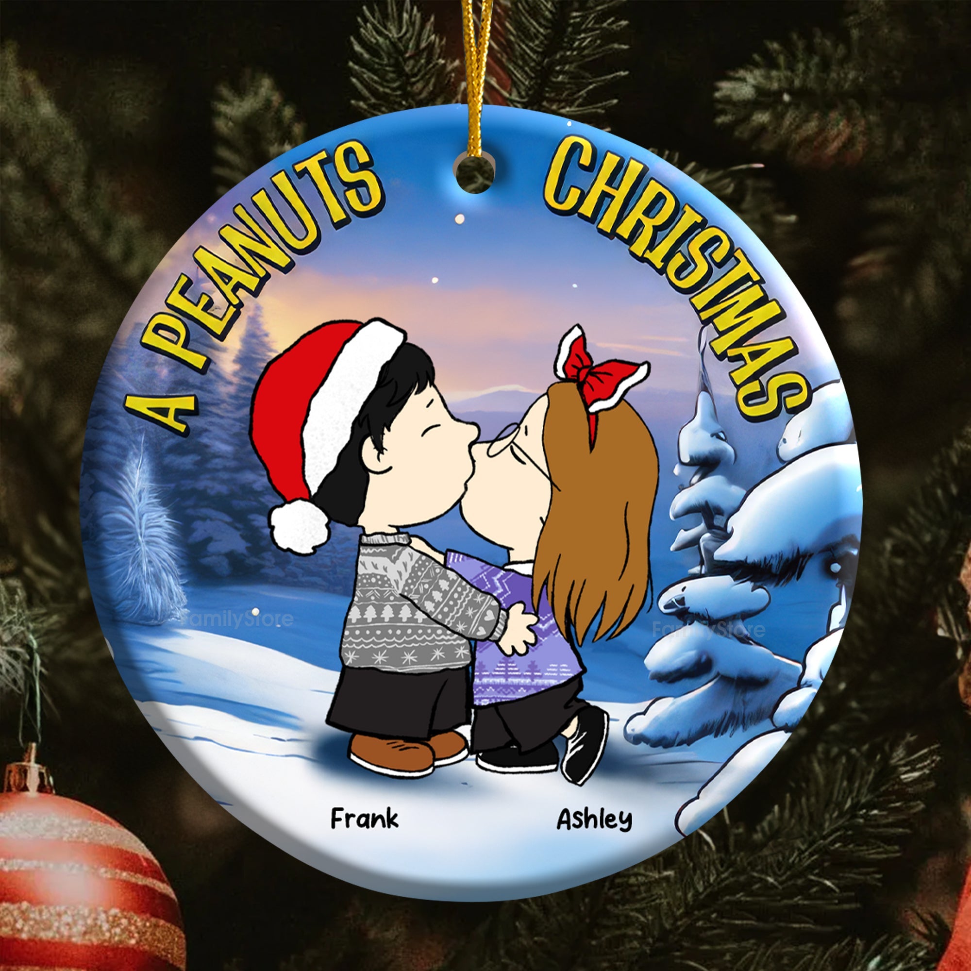 Personalized Ceramic Christmas Ornament for Couples Gift