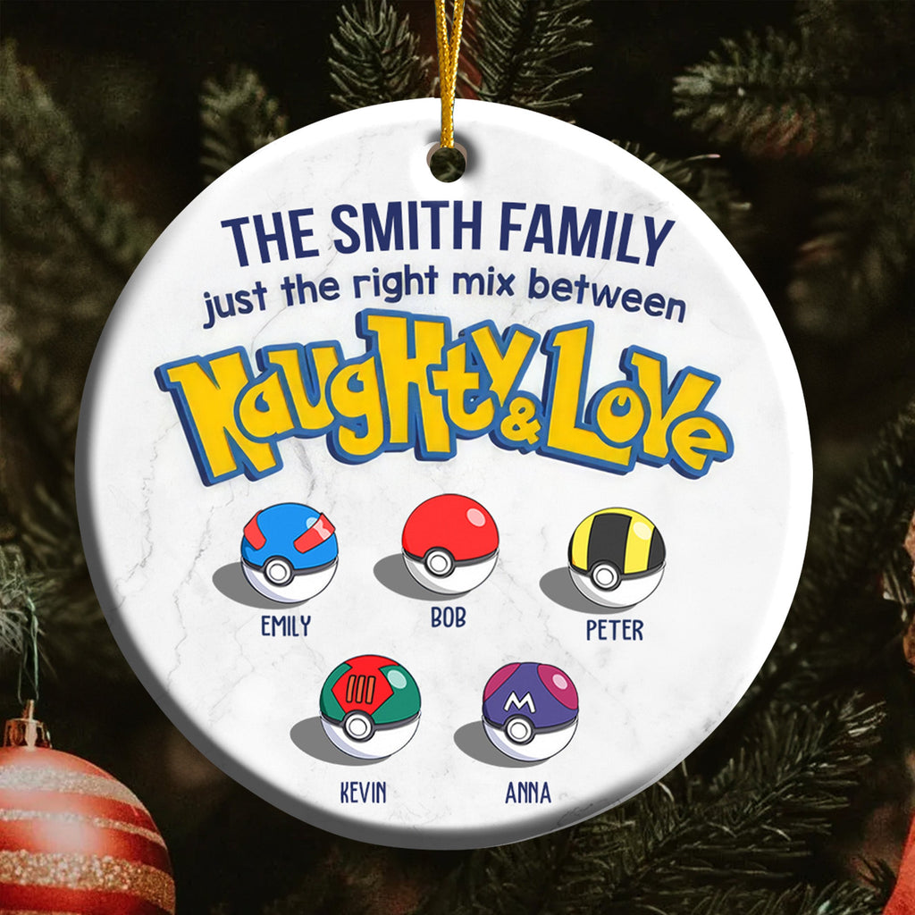 Personalized Ceramic Family Ornament Just the Right Mix of Naughty and Love Gift