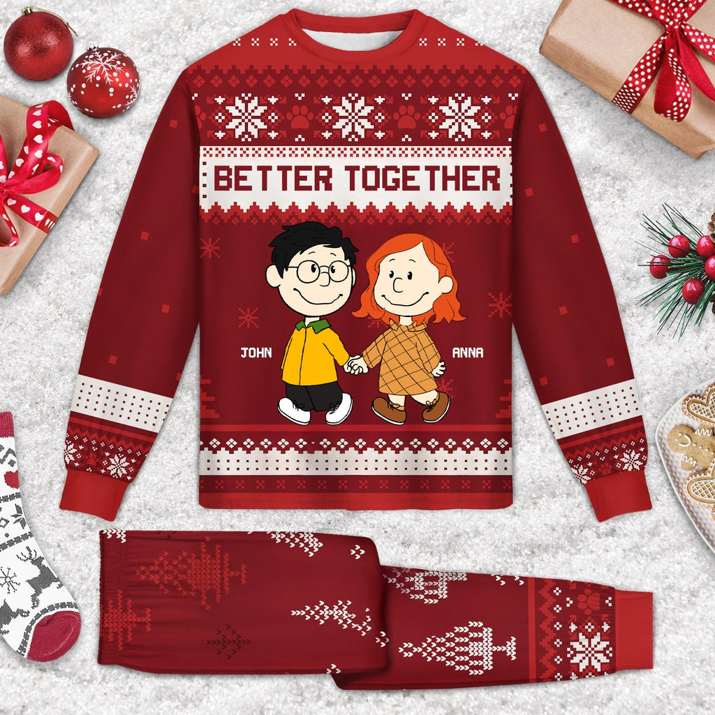 Personalized Christmas Pajama Set for Couples - Custom Names Gift