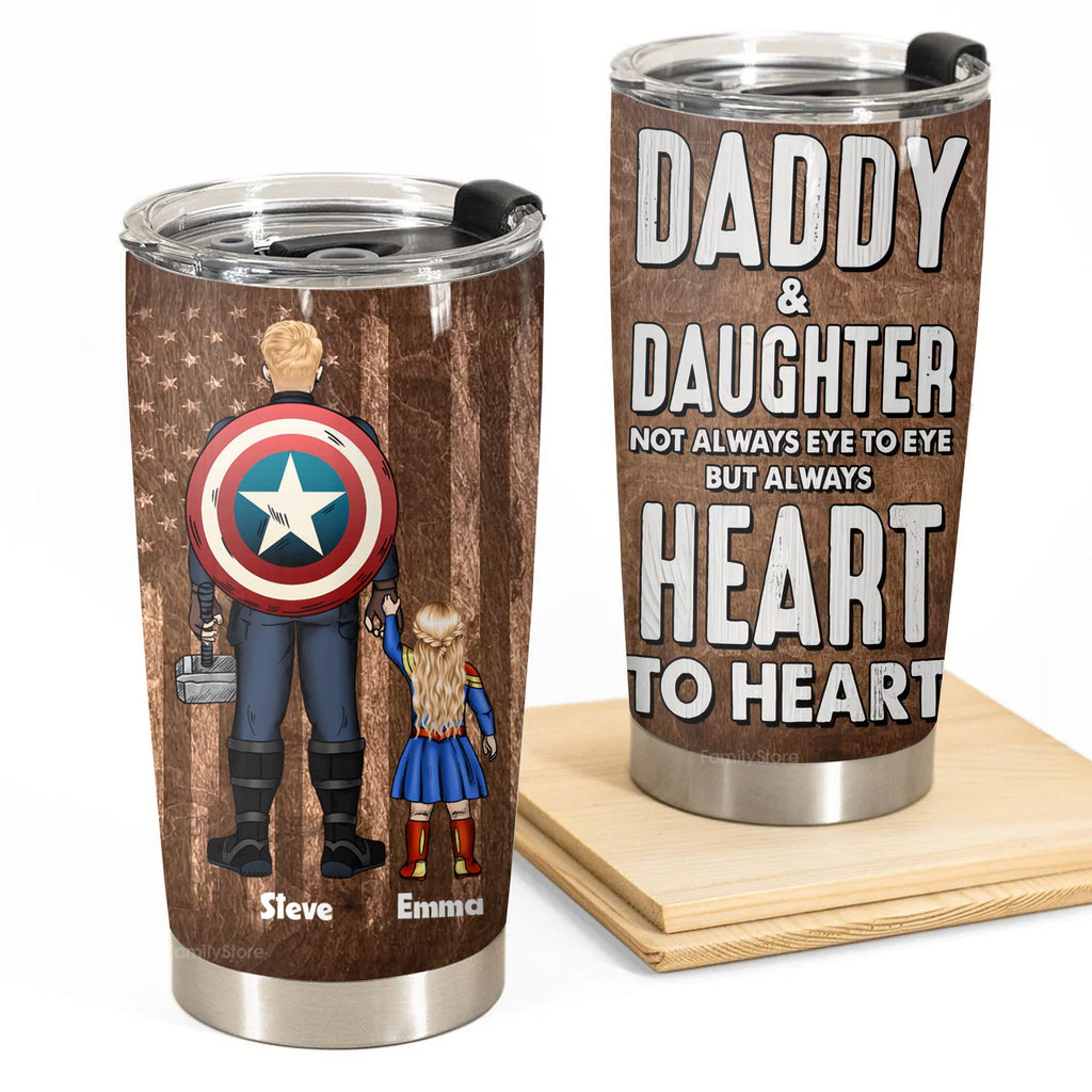 Personalized Stainless Steel Tumbler Gift for Dad & Kids Heart to Heart