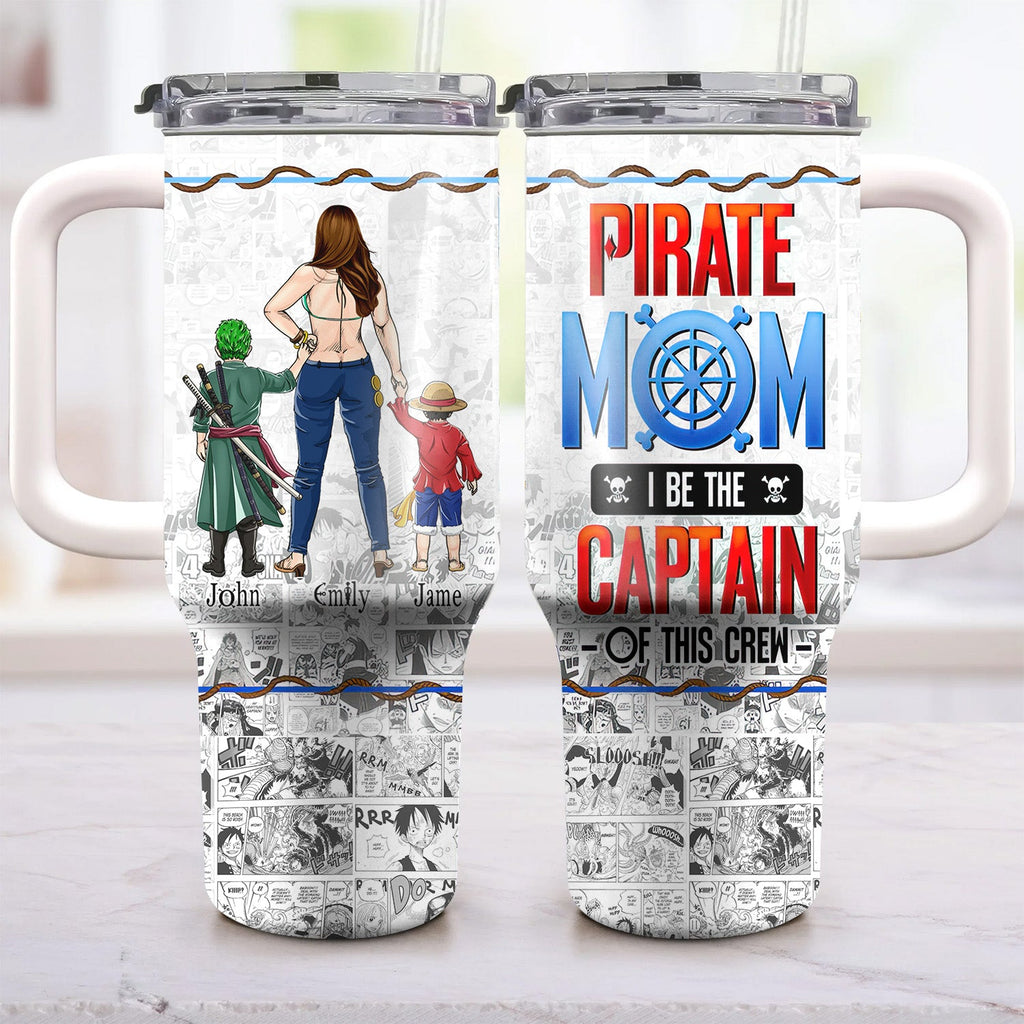 Personalized 40oz Tumbler Cup for Mom - Pirate Themed Gift