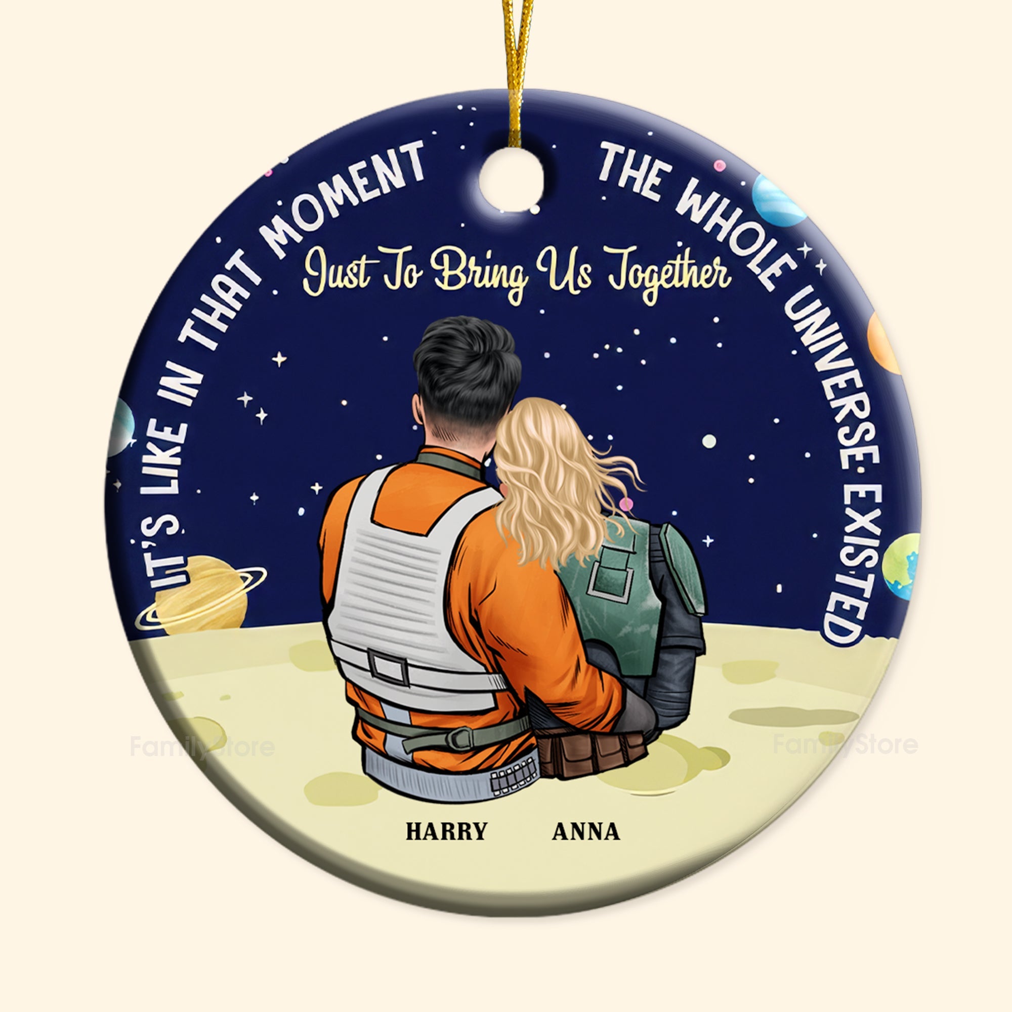 Personalized Ceramic Ornament for Couple with Custom Names - Unique Gift for Anniversaries & Valentine's Day