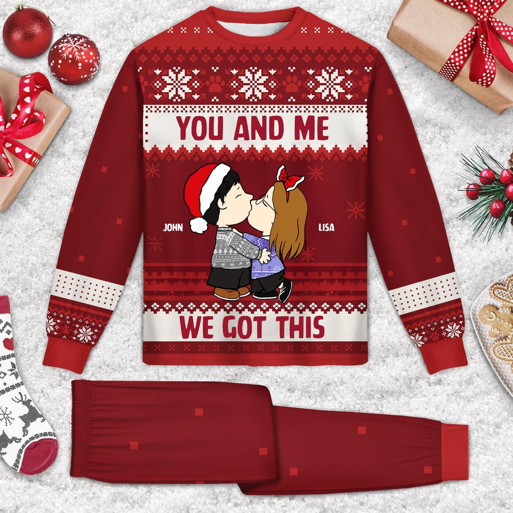 Personalized Unisex Pajamas Set Custom Names Couples Gift for Christmas