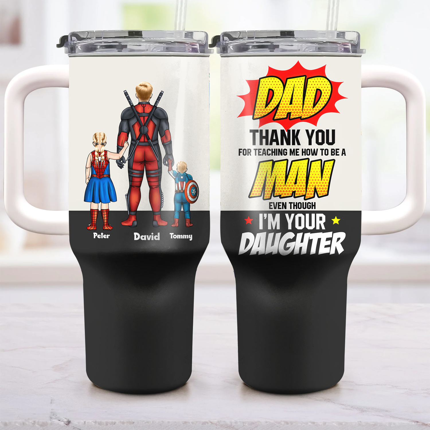 Personalized 40oz Tumbler Cup for Dad with Straw - Father's Day Gift