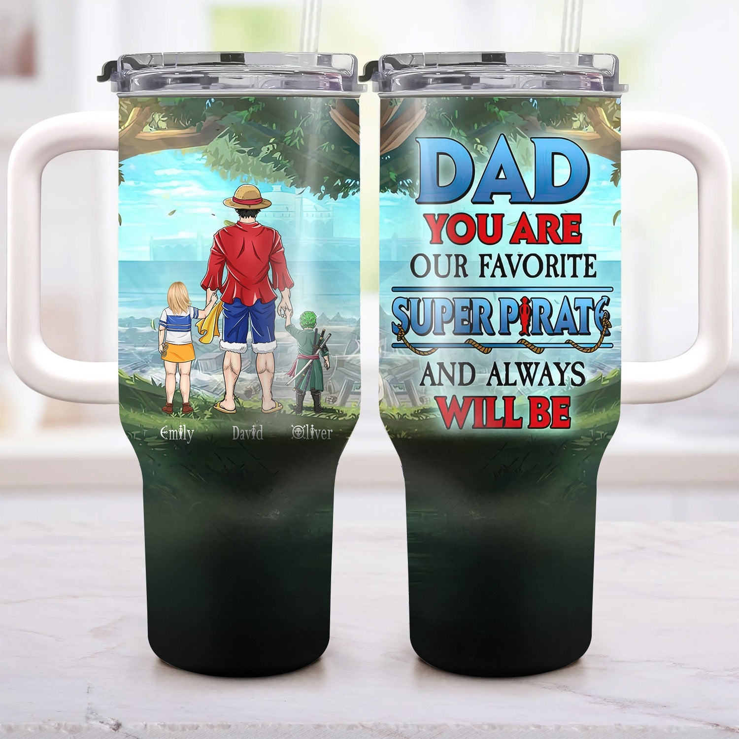 Personalized 40oz Tumbler with Straw for Dad | Father's Day Gift