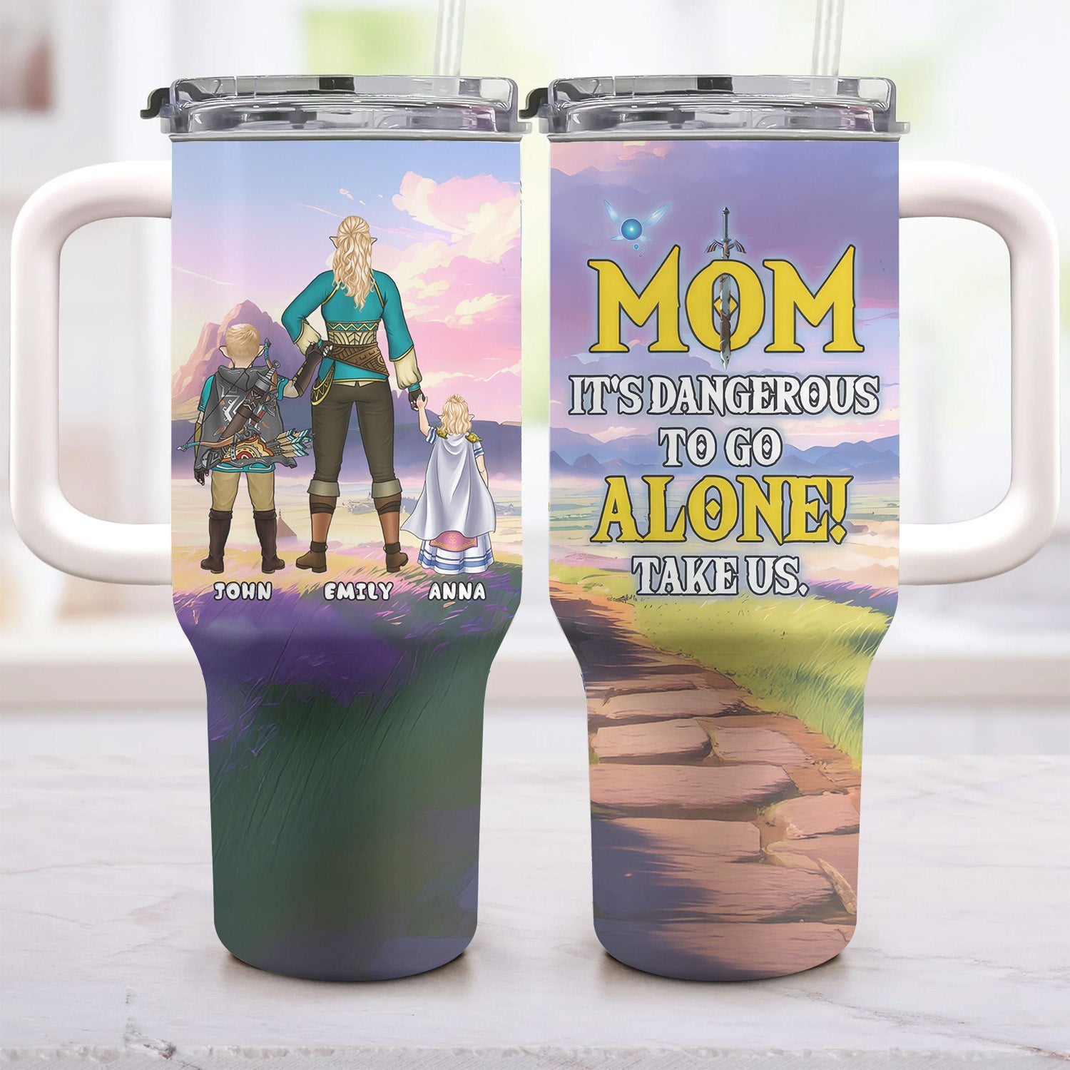 Personalized 40oz Tumbler for Mom with Zelda Design - Gift for Mother's Day