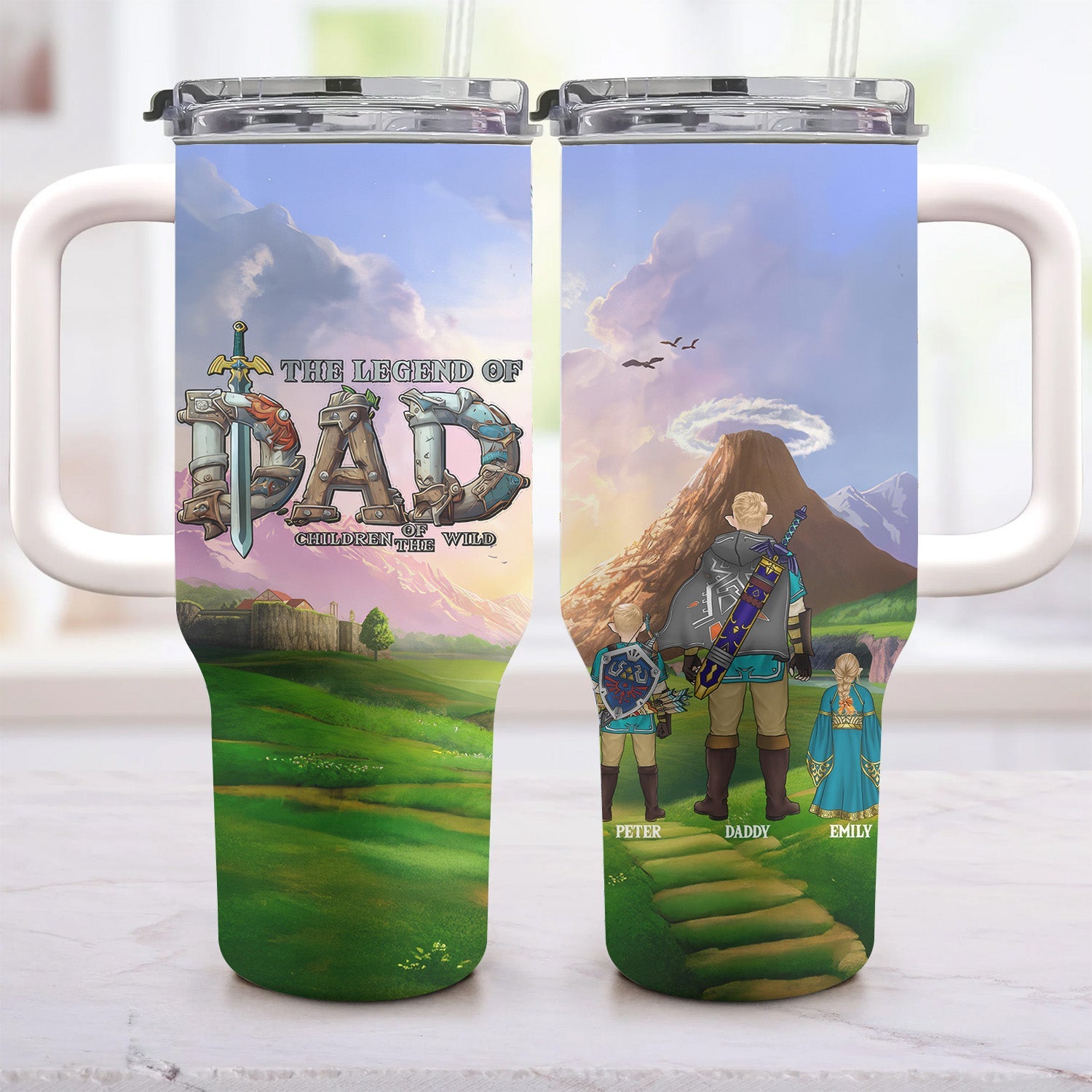 Personalized 40oz Tumbler Cup Legend of Dad Children of the Wild Gift for Father's Day