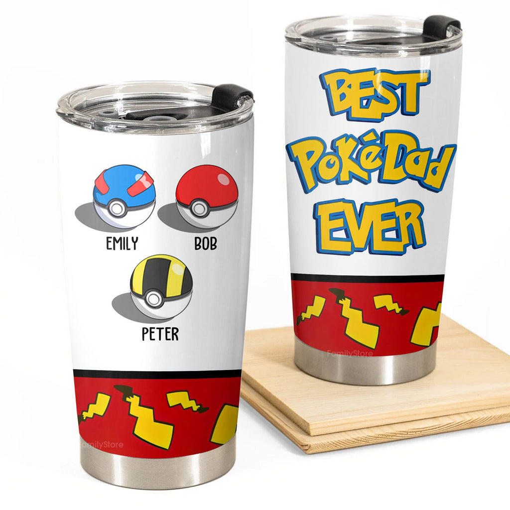 Personalized Pokemon Best Pokedad Ever Tumbler Gift for Dad