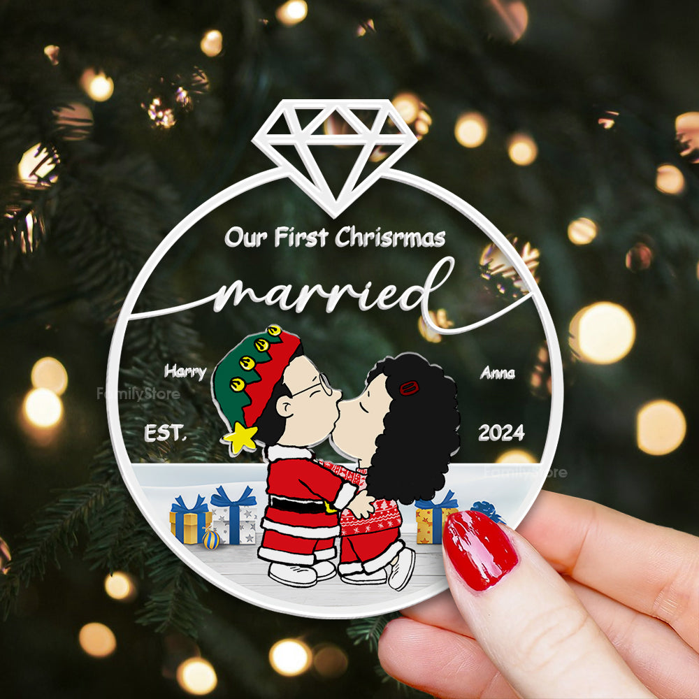 Personalized Acrylic Ornament Our First Christmas Married Gift for Couple