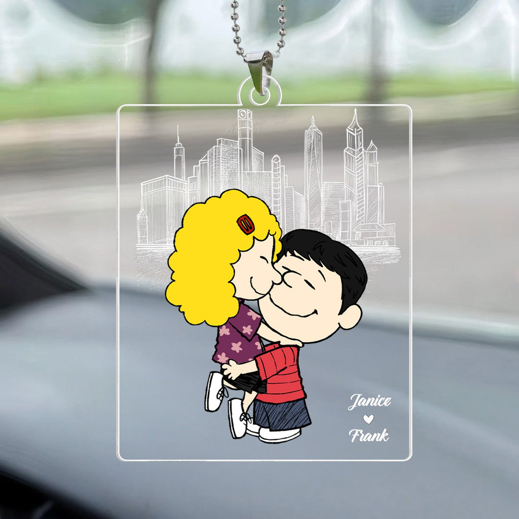 Personalized Acrylic Car Ornament for Couple - Gift for Husband or Wife