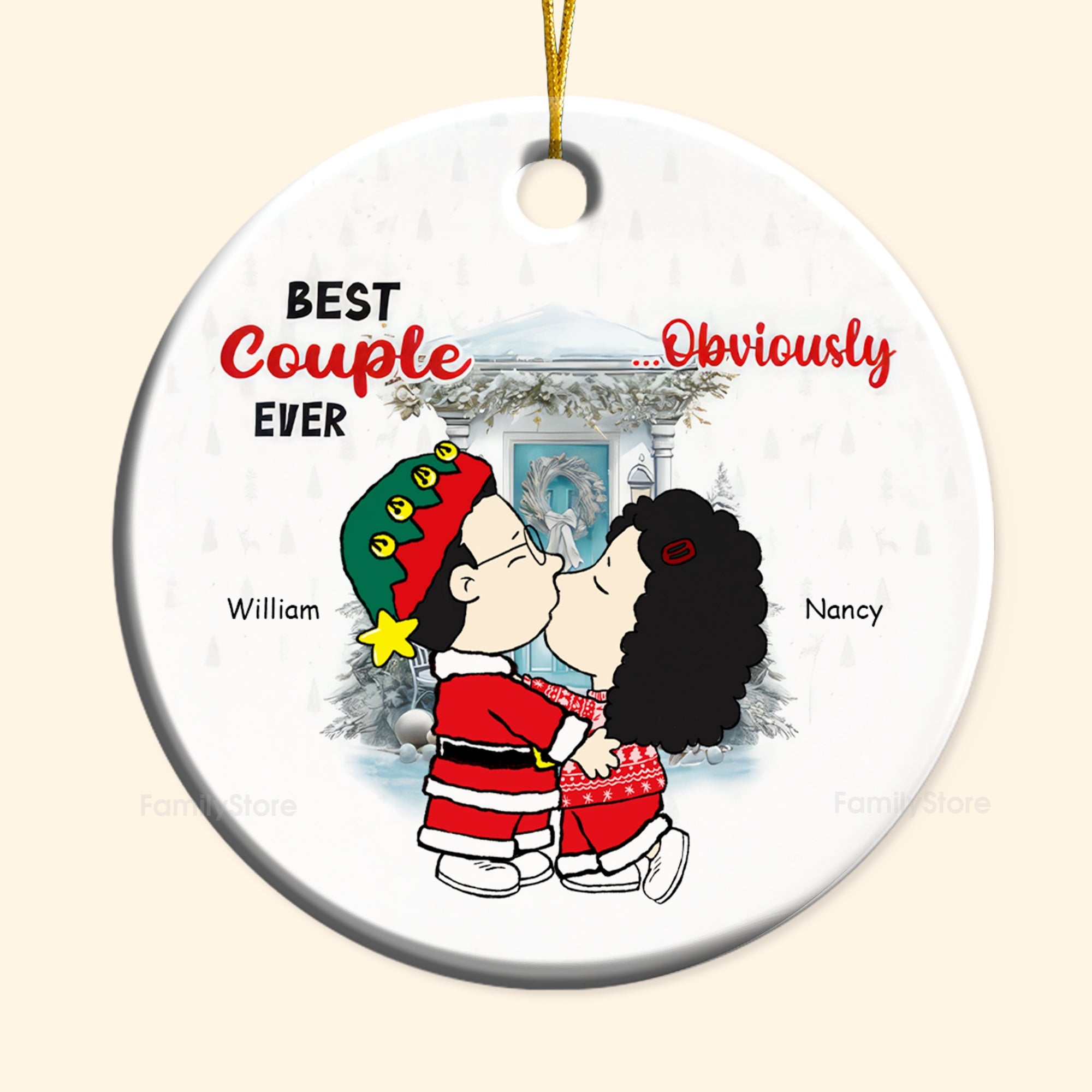 Personalized Ceramic Ornament Best Couple Ever Gift for Husband and Wife