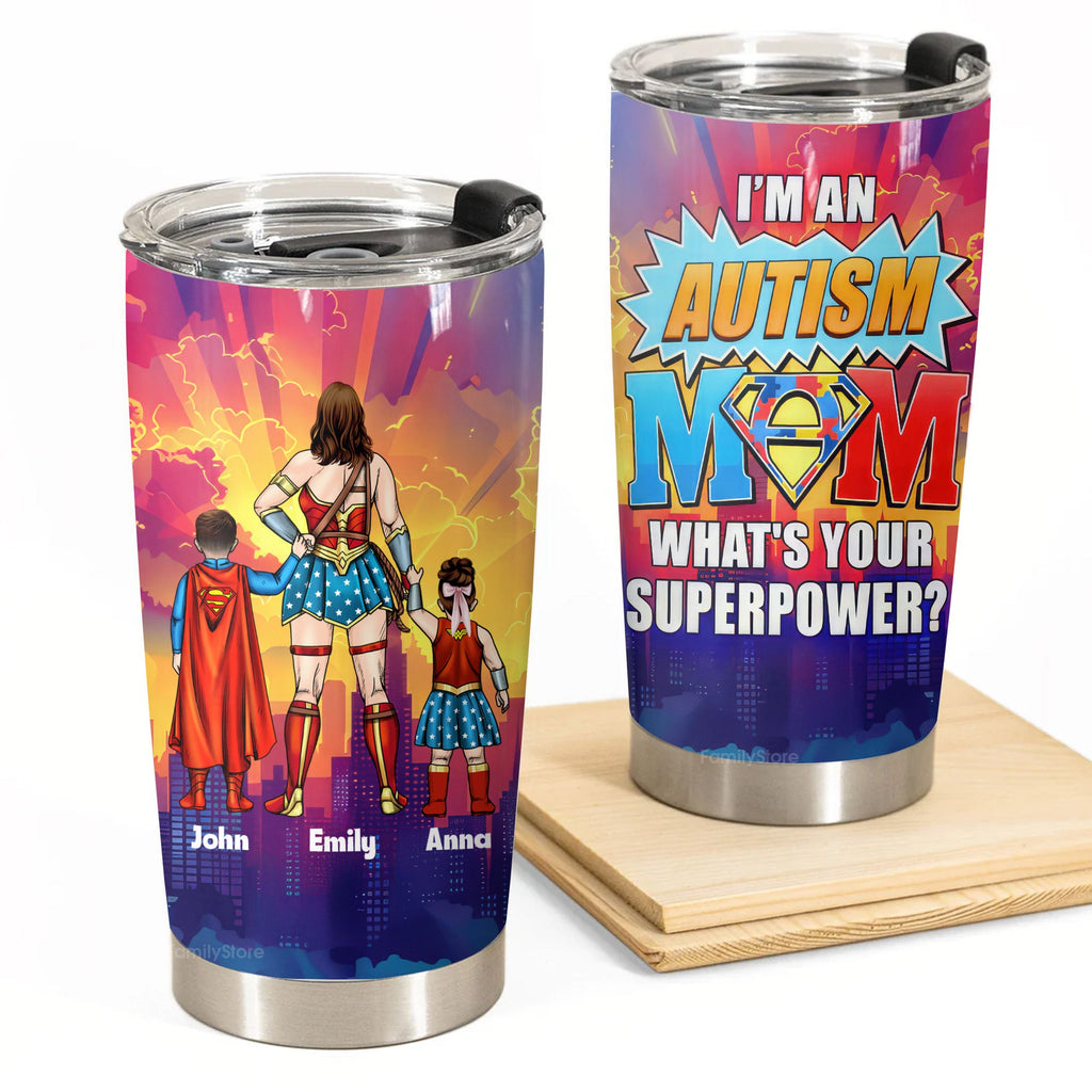 Personalized Super Mom Tumbler Gift for Mom & Grandma