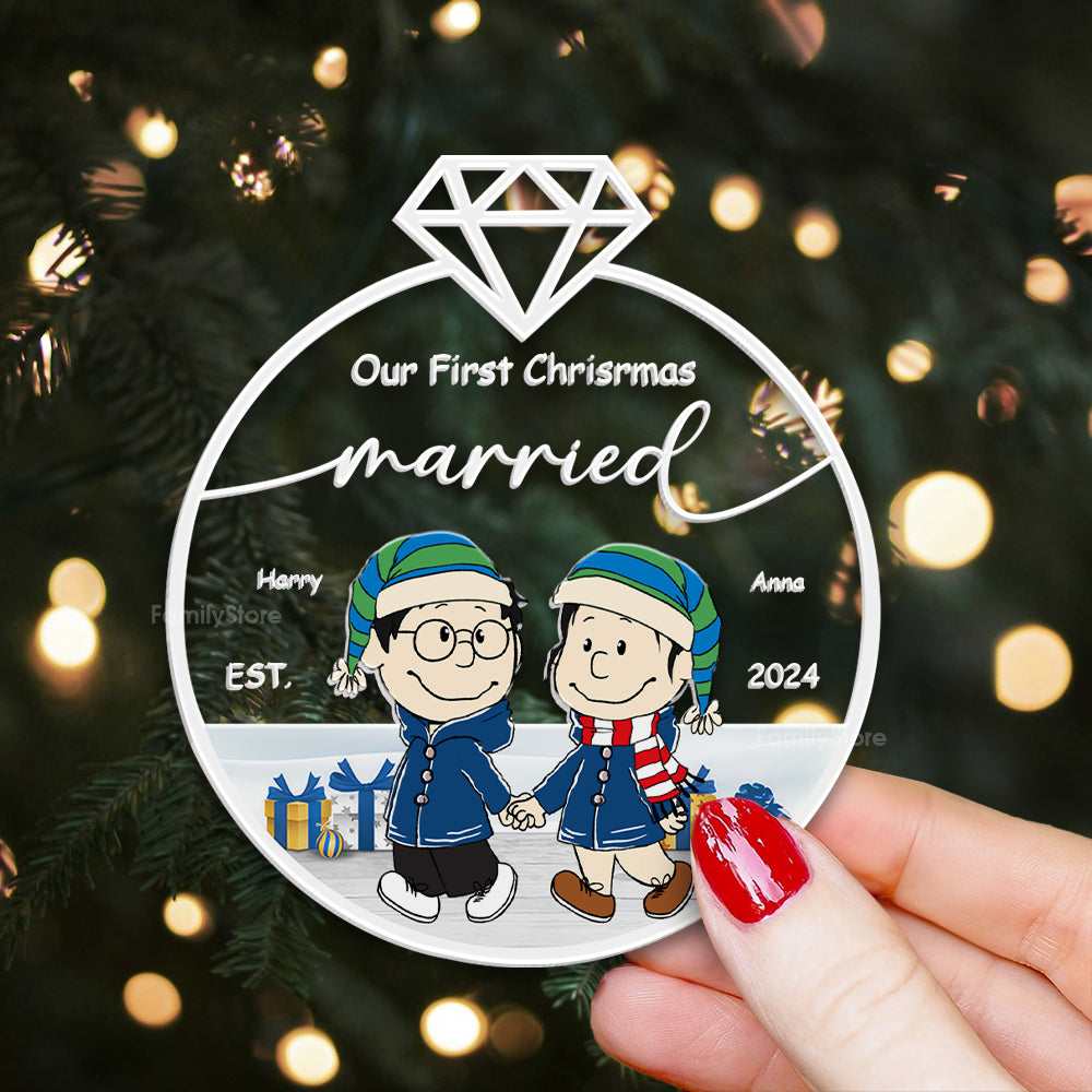 Personalized Acrylic Ornament First Christmas Married Gift for Couple