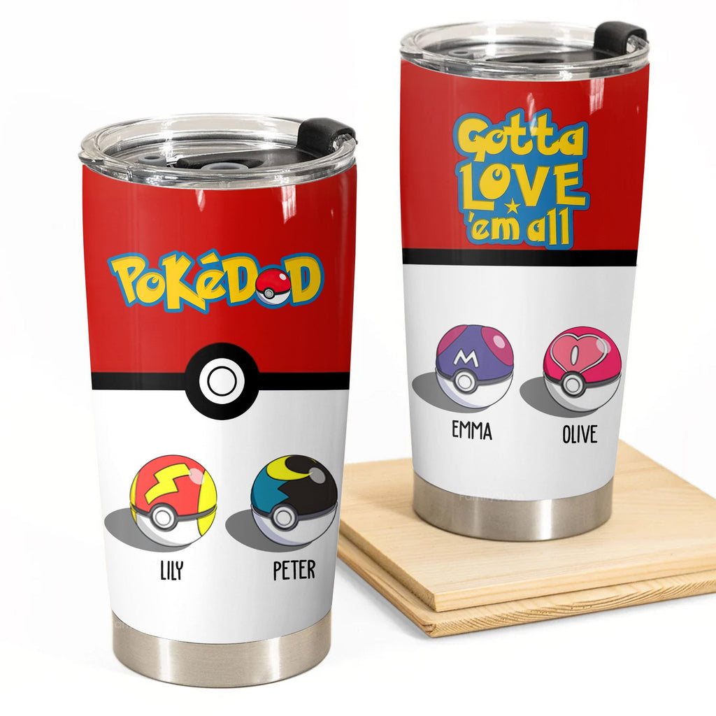 Personalized Pokemon Best Pokedad Tumbler Gift for Dad - 20oz, 30oz, 40oz