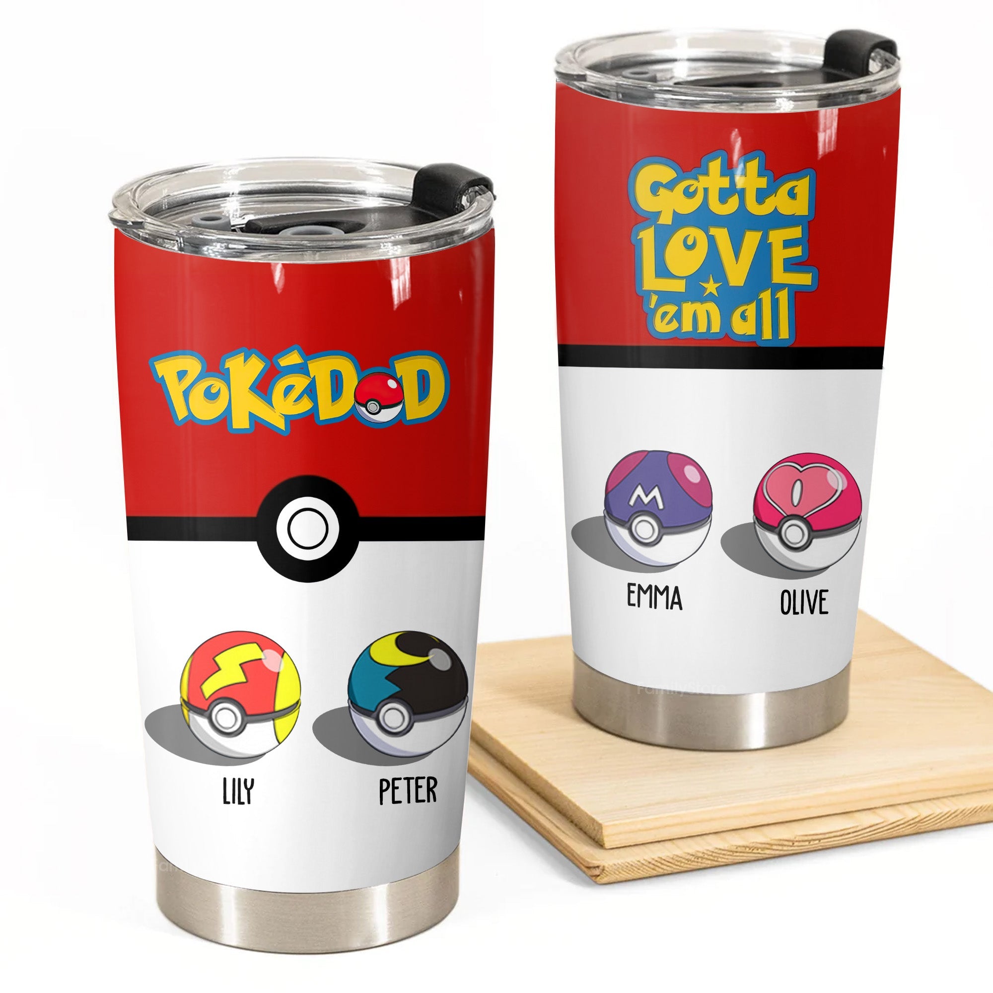 Personalized Pokemon Best Pokedad Tumbler Gift for Dad - 20oz, 30oz, 40oz