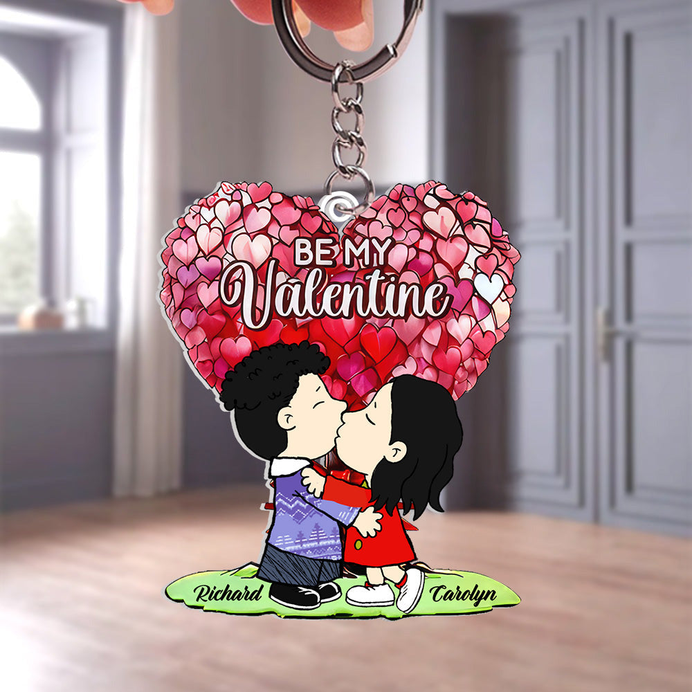 Personalized Be My Valentine Acrylic Keychain Gift for Couples