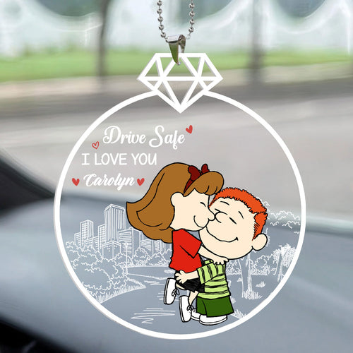 Personalized Acrylic Car Ornament Drive Safe Gift for Couple Acrylic Car Hanger GradoCreations