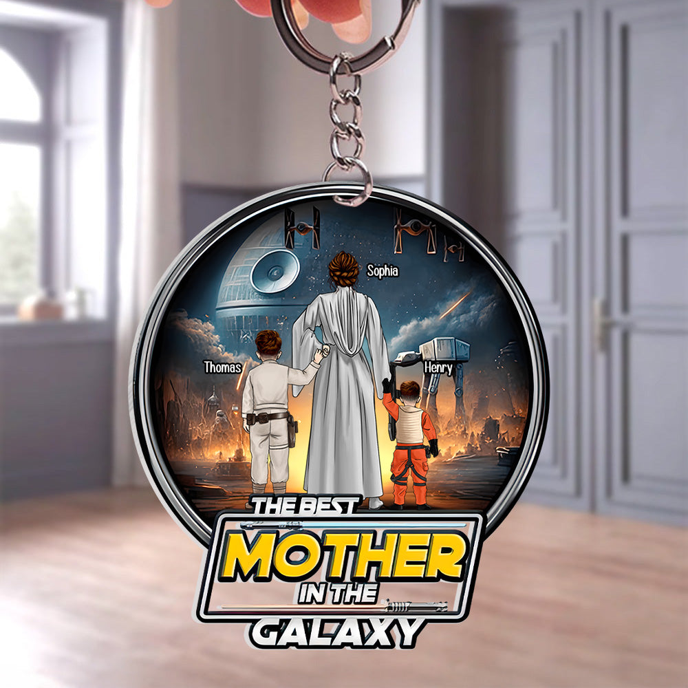 Personalized Acrylic Keychain The Best Mother In The Galaxy Gift for Mom, Grandma, Wife