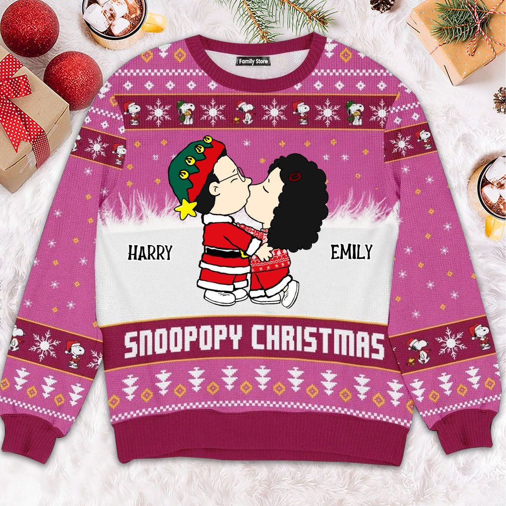 Personalized Snoopy Christmas Ugly Sweater Custom Couple Gift