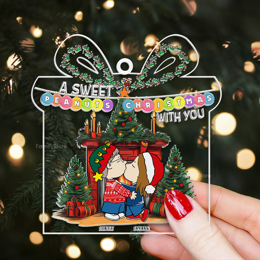 Personalized Acrylic Christmas Ornament Gift for Couple - Sweet Peanuts Theme