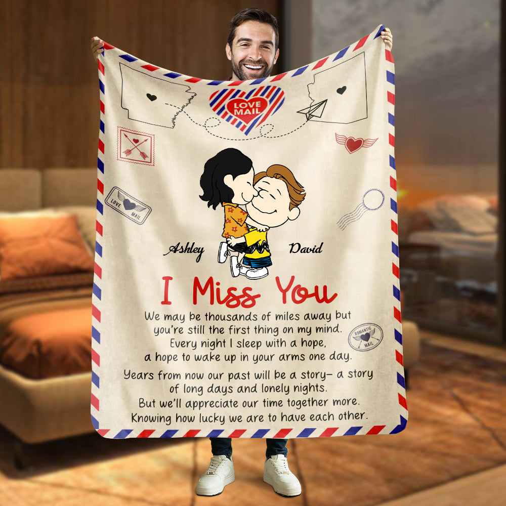 Personalized Love Mail Blanket Custom Couple Gift I Miss You