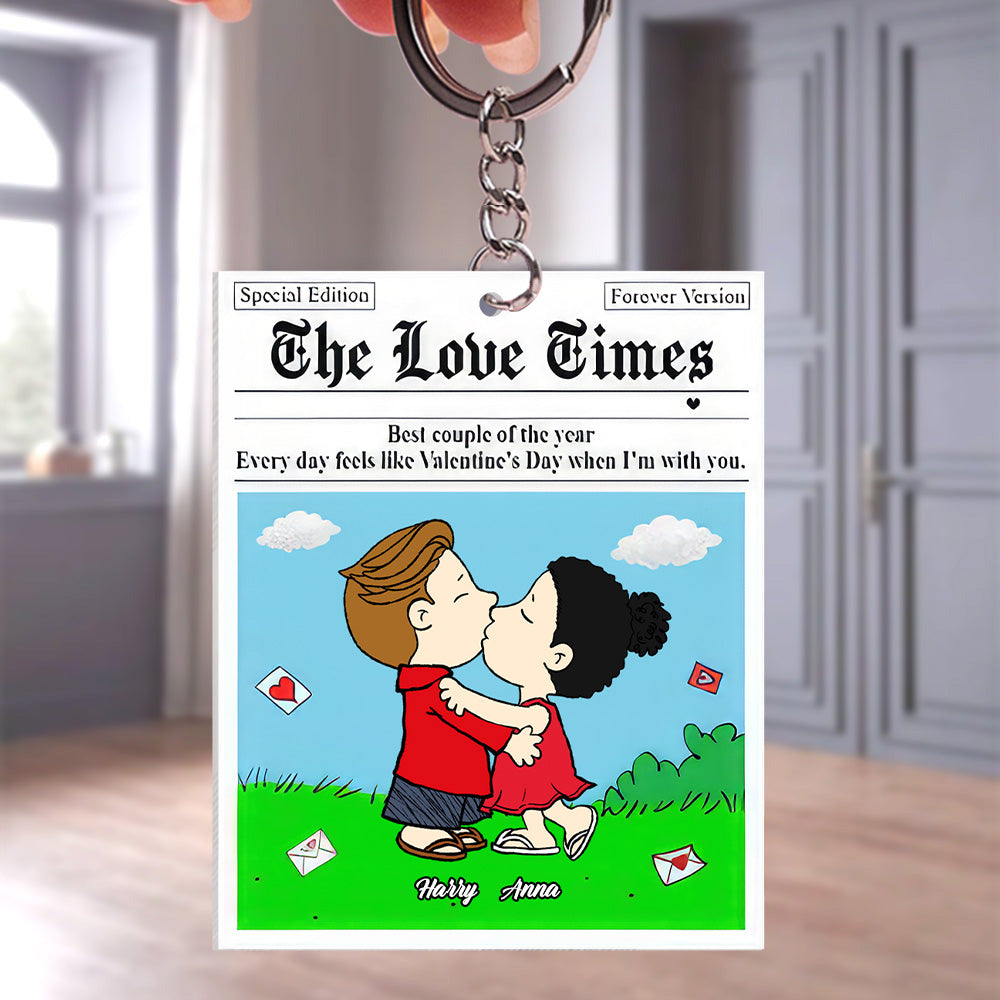 Personalized Acrylic Keychain Custom Cartoon Couple Gift for Anniversary