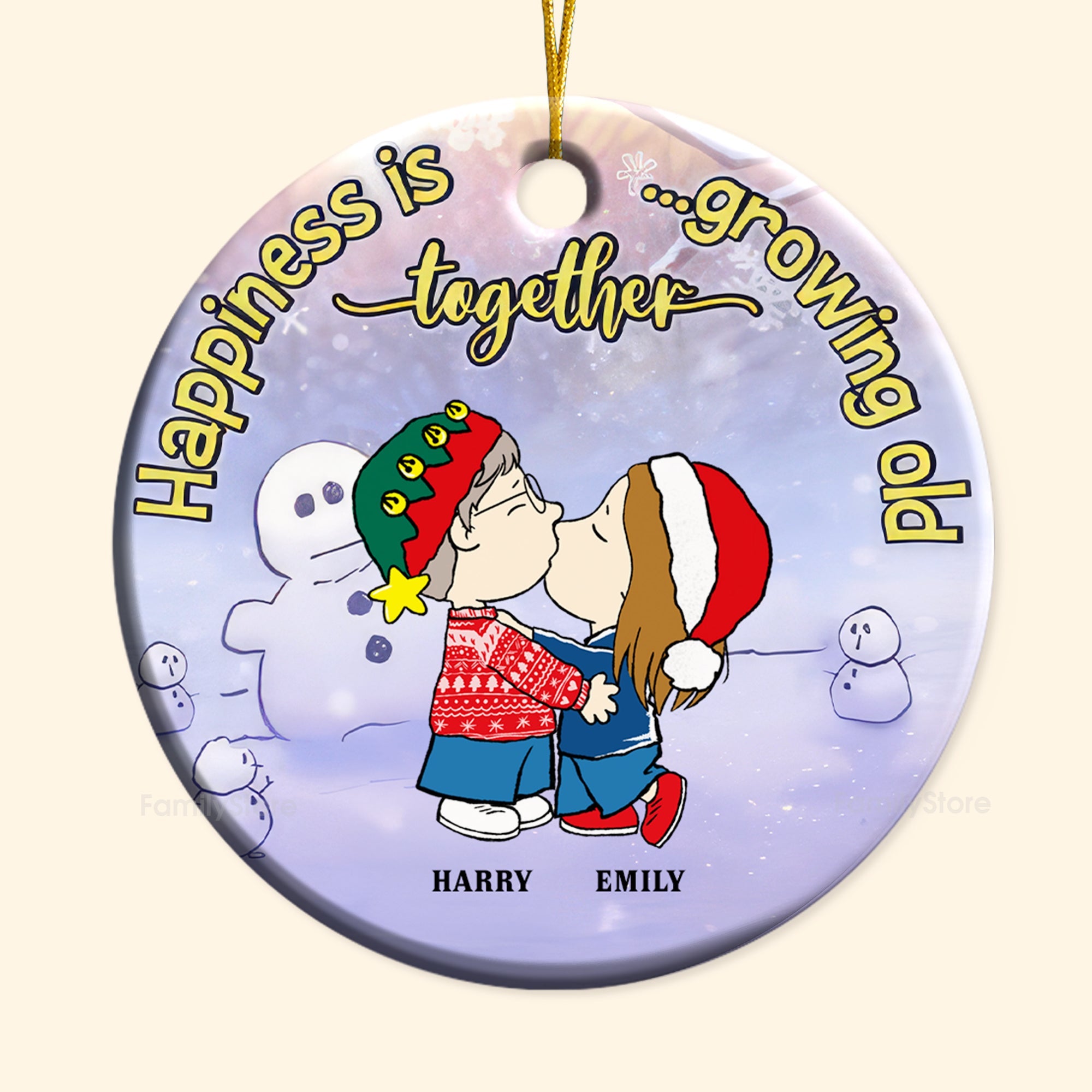 Personalized Ceramic Ornament Growing Old Together Gift for Couple