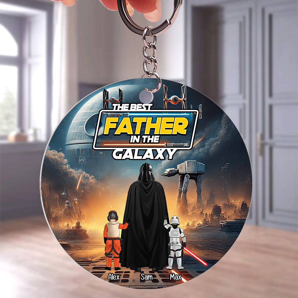 Personalized Acrylic Keychain Best Father in the Galaxy Gift for Dad