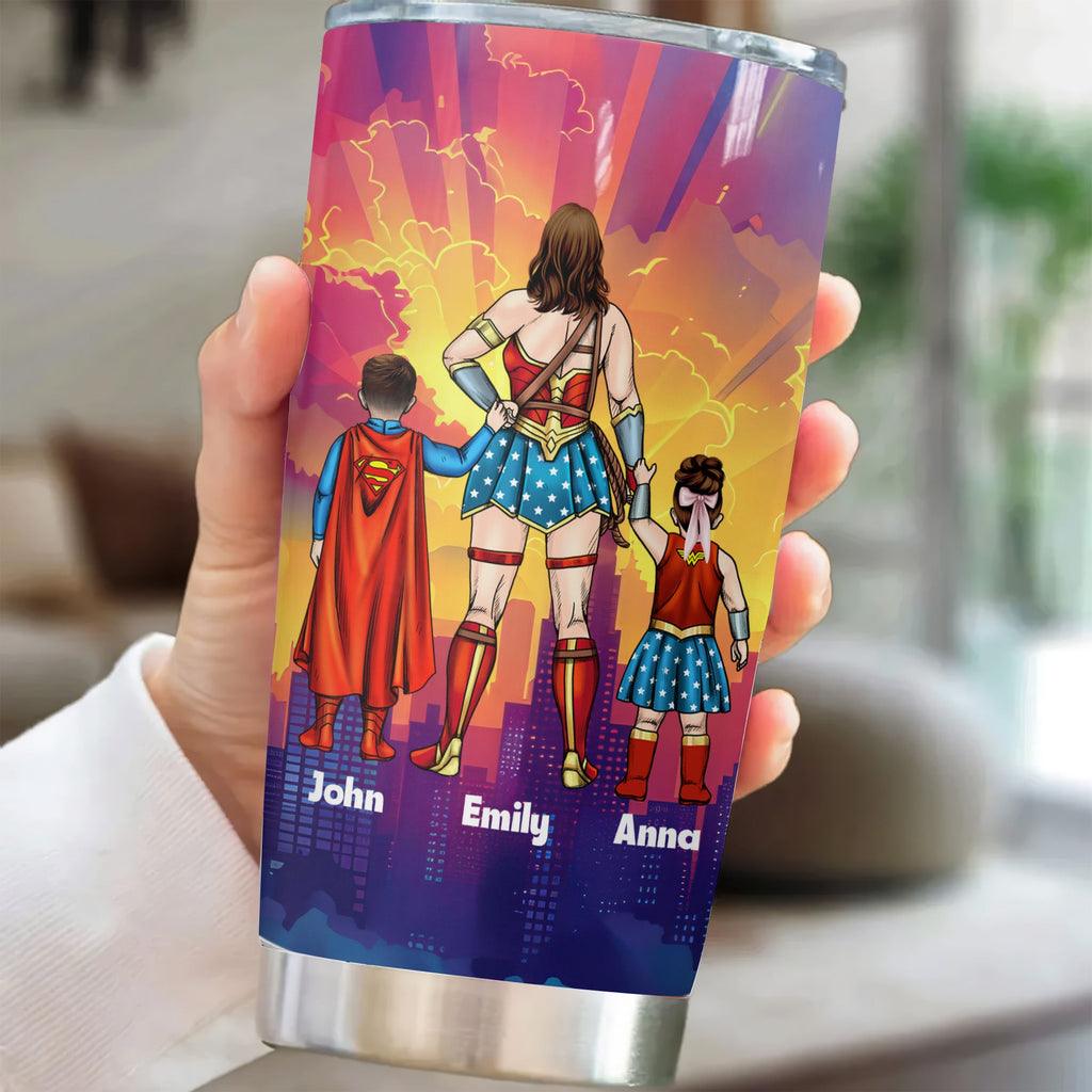 Personalized Super Mom Tumbler Gift for Mom & Grandma