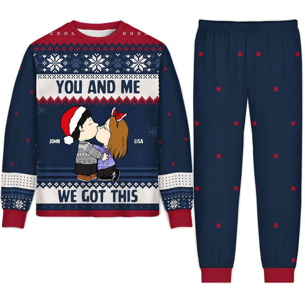 Personalized Unisex Pajamas Set Custom Names Couples Gift for Christmas