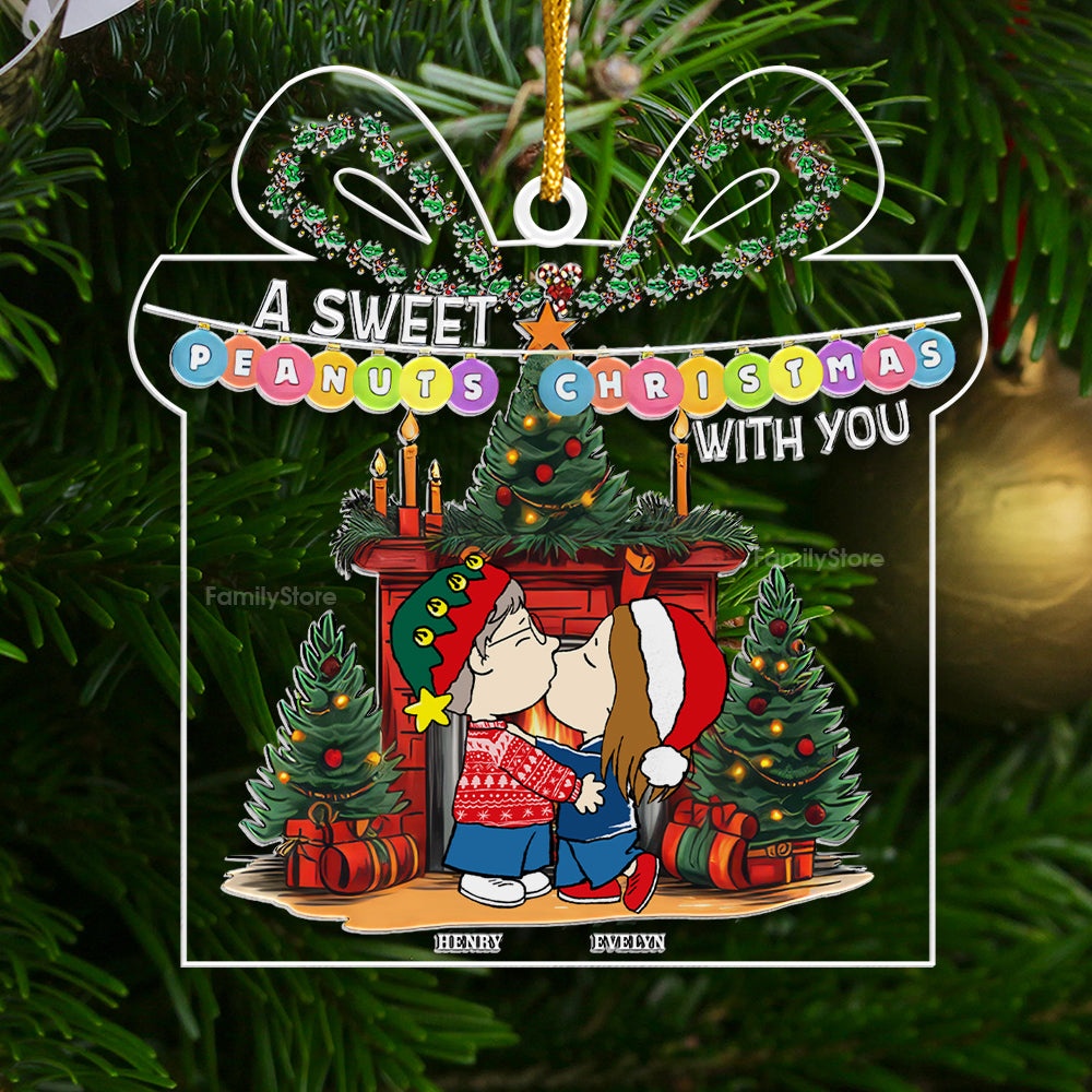 Personalized Acrylic Christmas Ornament Gift for Couple - Sweet Peanuts Theme