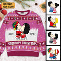 Personalized Snoopy Christmas Ugly Sweater Custom Couple Gift