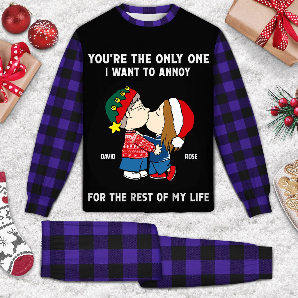 Personalized Unisex Pajamas Set for Couples with Custom Names - Fun Gift for Anniversary or Valentine's Day