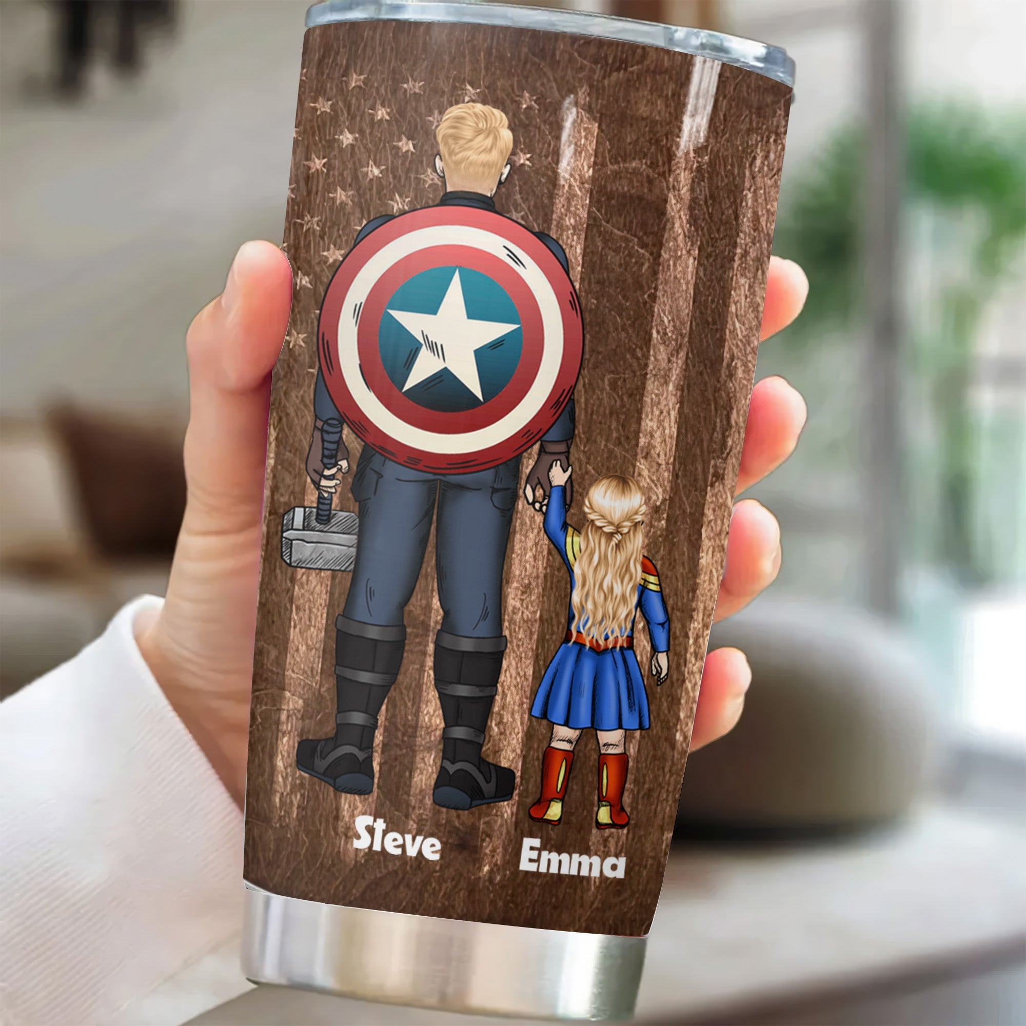 Personalized Stainless Steel Tumbler Gift for Dad & Kids Heart to Heart