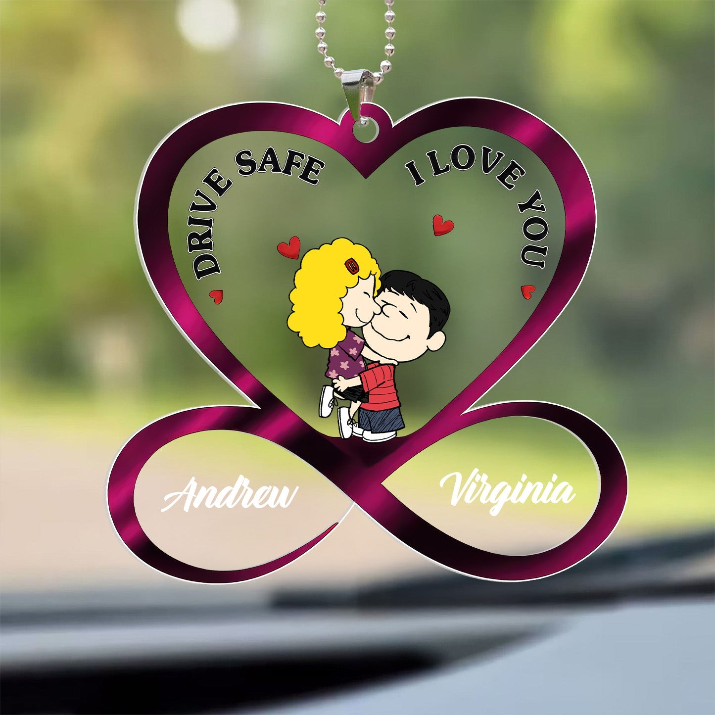 Personalized Acrylic Car Ornament for Couples - Love Gift