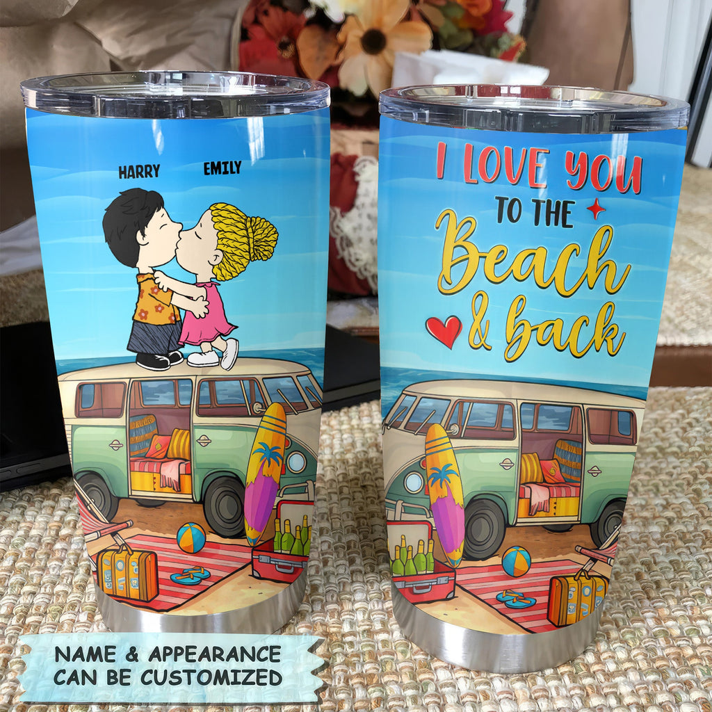 Personalized Beach-Themed Tumbler Gift for Couples | Custom Name