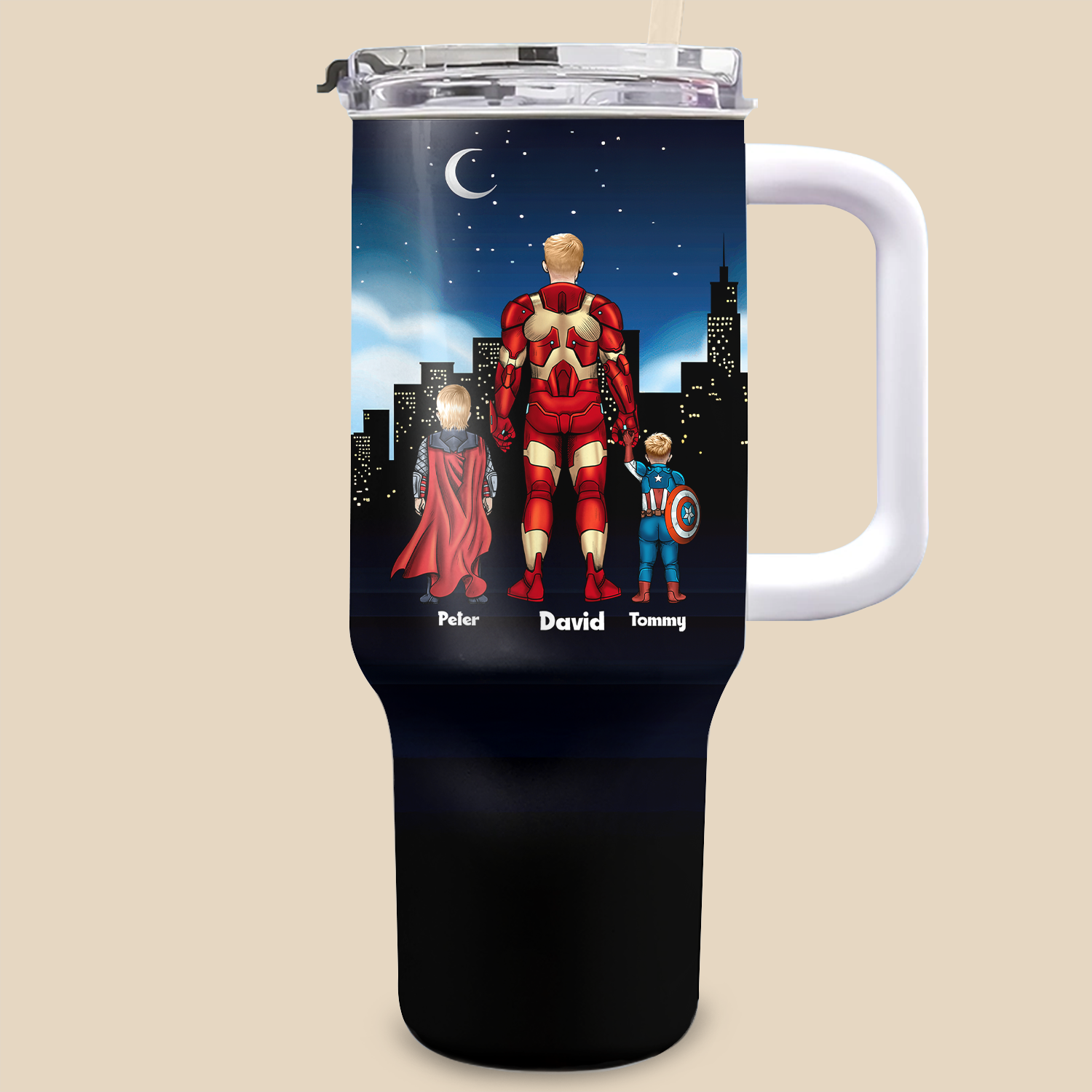 Personalized 40oz Tumbler Cup for Dad - Funny Hero Quote Gift