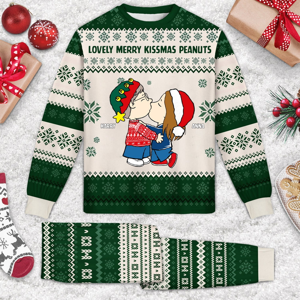 Personalized Unisex Pajamas Set with Kissmas Design for Couples | Holiday Gift