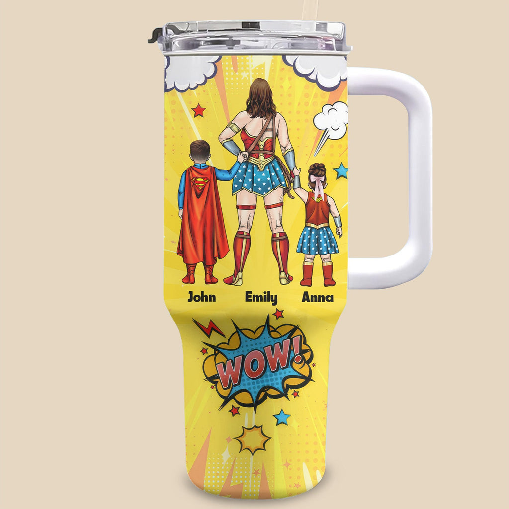 Personalized Superhero Mom 40oz Tumbler Custom Name Gift for Mother's Day