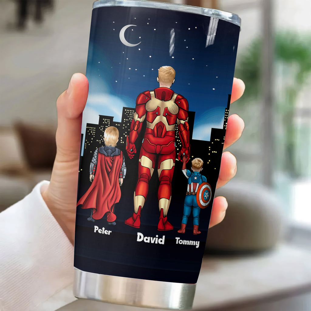 Personalized Stainless Steel Tumbler for Dad - Heroes Don't Wear Spandex Gift